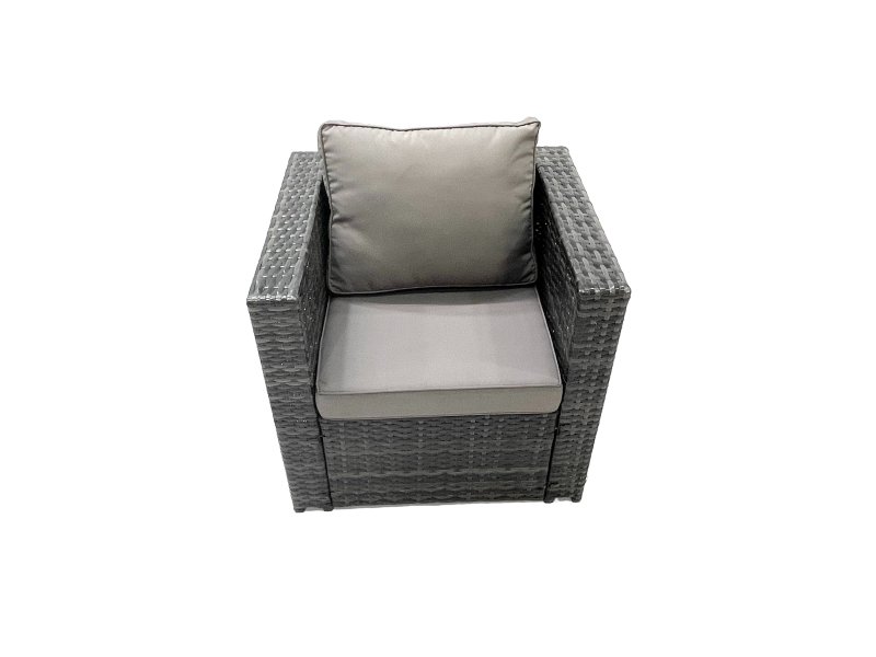 Fimous Rattan Garden Furniture Sofa Set with Coffee table Armchair 2 Side Tables 3 Footstools Dark Grey Mixed