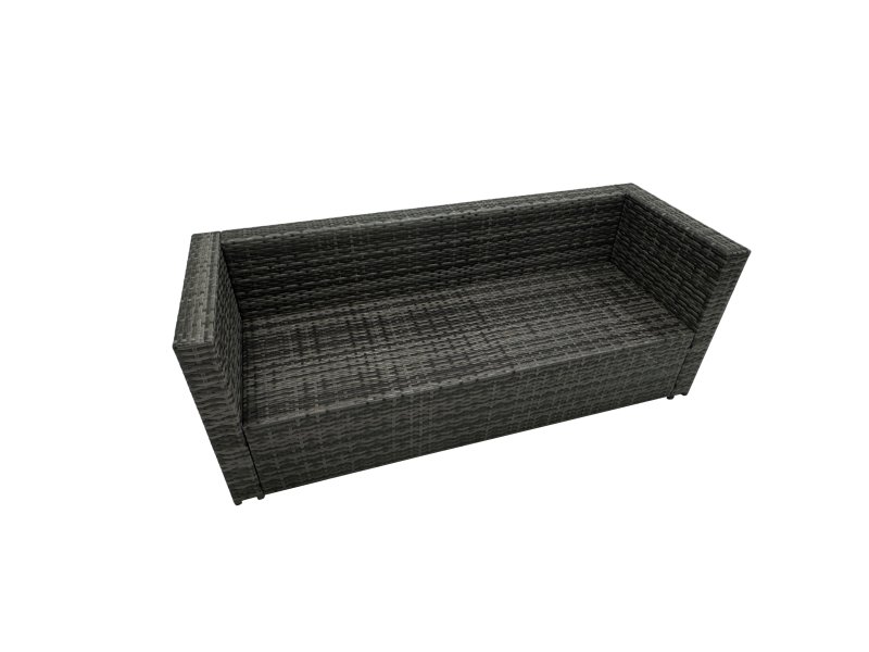Fimous Outdoor Rattan Rectangular Coffee Table Corner Sofa Sets Garden Furniture Set with 2 Big Stools Dark Grey Mixed