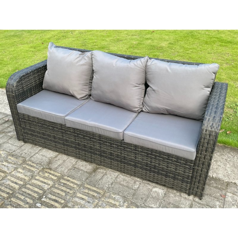 Fimous 9 Seater PE Wicker Outdoor Rattan Garden Furniture Set Propane Gas Fire Pit Table and Sofa Chair set with 2 Side Tables 2 Small Footstools