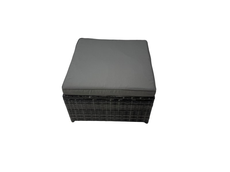 Fimous Outdoor Rattan Oblong Coffee Table Corner Sofa Sets Garden Furniture Set with Chair 2 Big Stools Dark Grey Mixed