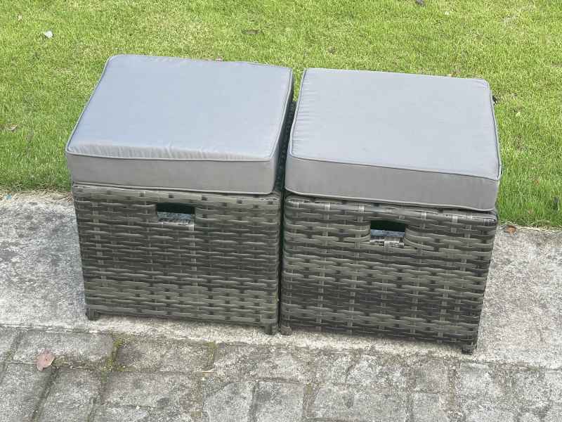 Fimous Rattan Garden Furniture Set 5 piece Patio Rattan Furniture Sofa Weaving Wicker includes 2 Double Seat Sofa, Coffee Table and 2 Small Footstools