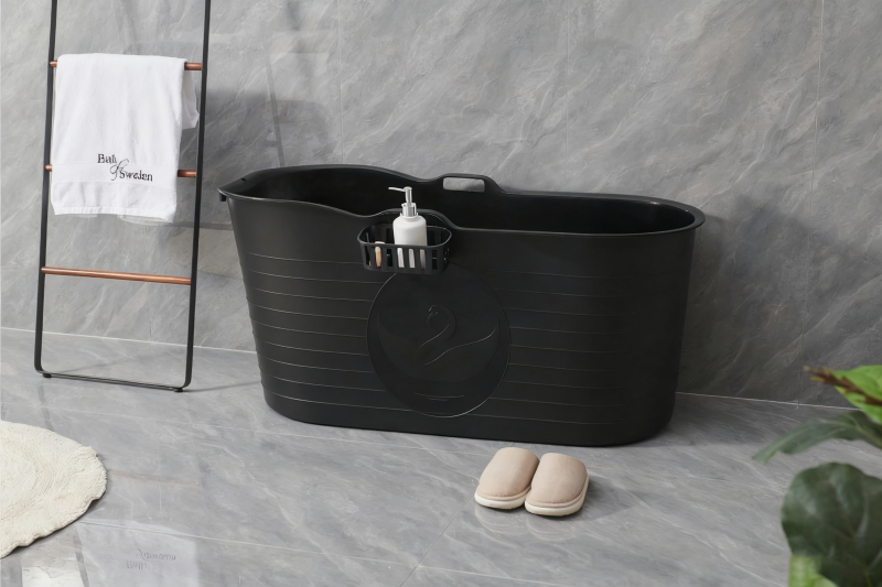 Fimous Bathtub Adults Freestanding Bath for Hot Bath and Ice Bath for Small Bathroom Black
