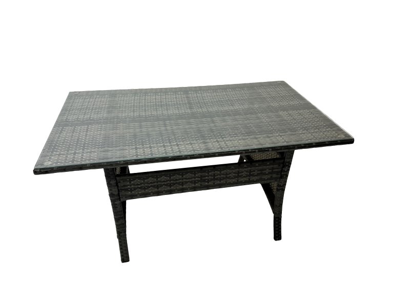 Fimous 13 Seater Garden Outdoor Rattan Furniture Set Rattan Sofa Oblong Dining Table with 4 Footstools Dark Grey