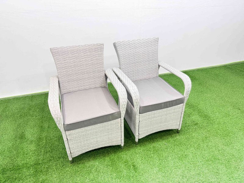 Fimous Wicker PE Rattan Garden Furniture Set Patio Outdoor 6 Chairs Plus Rectangular Dining Table Set Light Grey Mixed