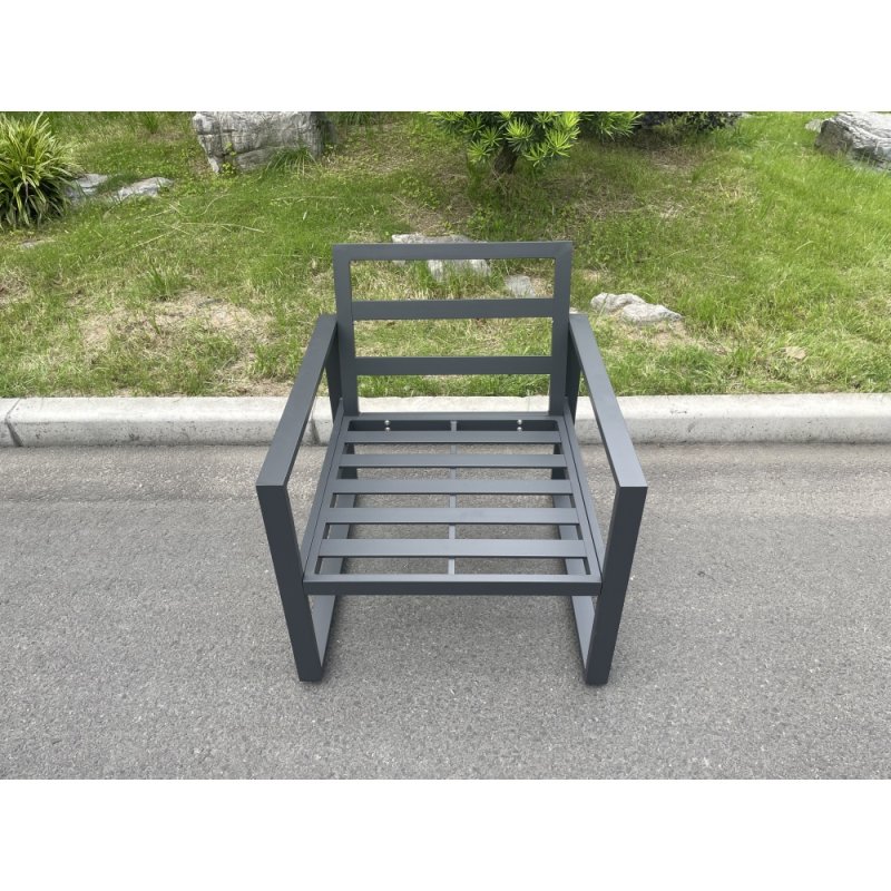 Fimous Aluminum Outdoor Garden Furniture Single Arm Chair Sofa With Seat And Back Cushion Dark Grey