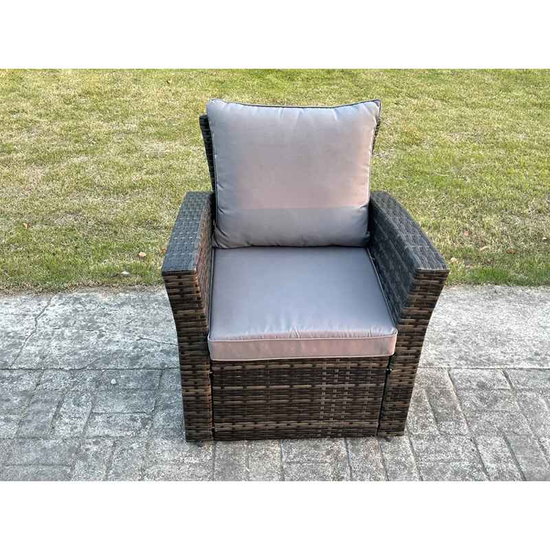 Fimous High Back Rattan Arm Chair Patio Outdoor Garden Furniture With Cushion