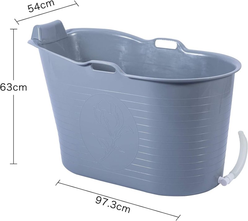 Fimous Bathtub for Adults, Soaking Bathtub for Hot Bath and Ice Bath Freestanding Bath Tub Grey
