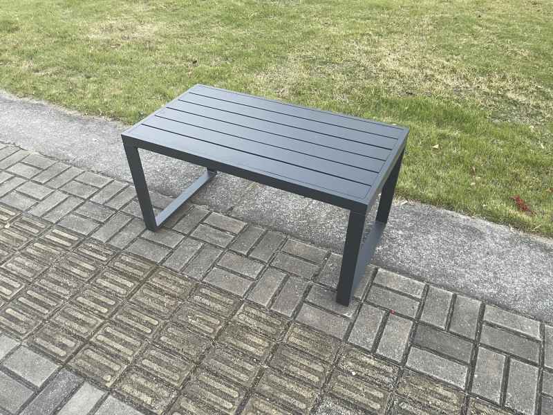 Fimous Aluminium Outdoor Garden Furniture Lounge Sofa 2 PC Chairs Oblong Coffee Table Sets with 3 Footstools Dark Grey
