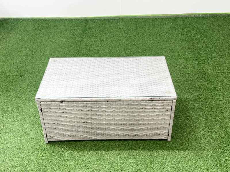 Fimous Garden Outdoor PE Rattan Furniture Set 8 Seater Rattan Garden Sofa Set with Oblong Coffee Table Light Grey Mixed