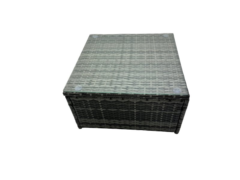 Fimous PE Rattan Garden Furniture Set Lounge Sofa Coffee Table Set with 4 Footstool Dark Grey Mixed