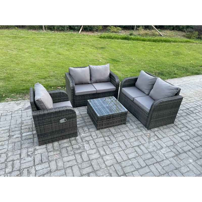 Fimous 4 Piece Garden Furniture Sets 5 Seater Outdoor Patio Furniture Set Weaving Wicker Rattan Sofa Chair and Table with Cushion