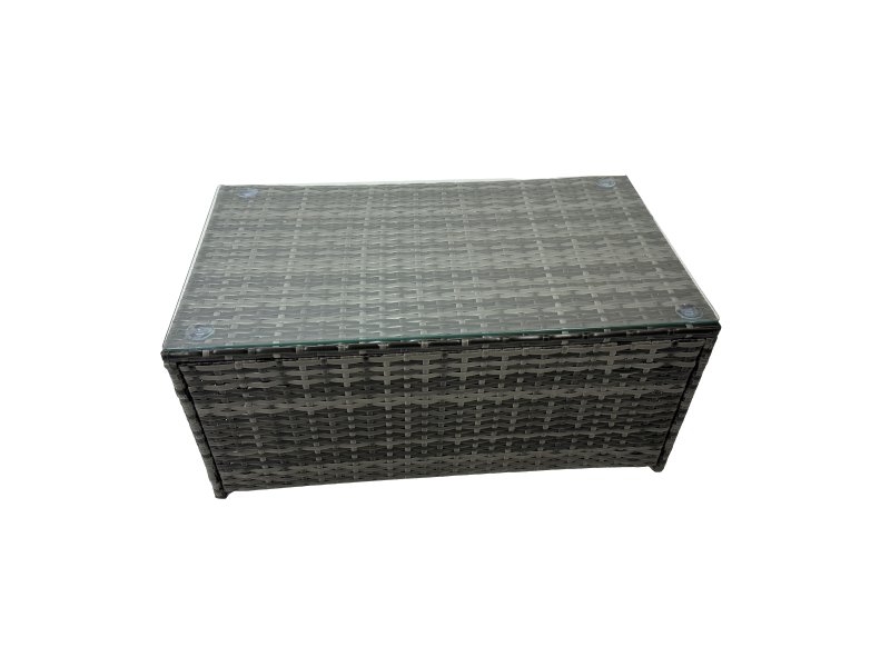 Fimous Outdoor Love Sofa 3 Seater Sofa Coffee Table Set Garden Rattan Furniture Set 5 Seater with 2 Side Tables Dark Grey