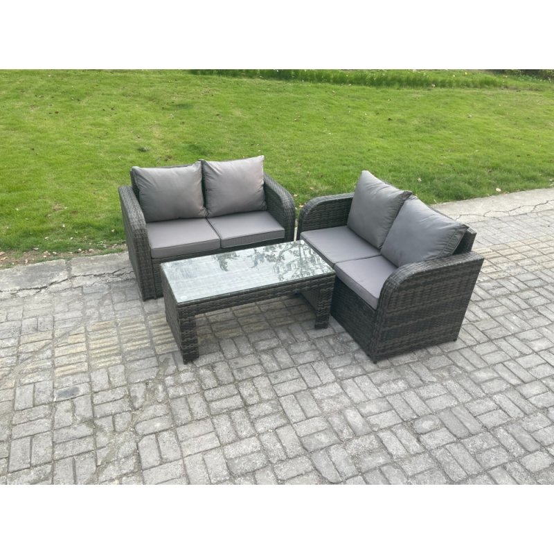 Fimous Outdoor Garden Furniture Sets Wicker Rattan Furniture Sofa Sets with Rectangular Coffee Table