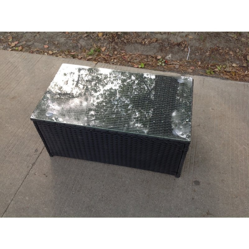 Fimous Rattan Oblong Coffee Table Outdoor Garden Furniture Patio Furniture Black