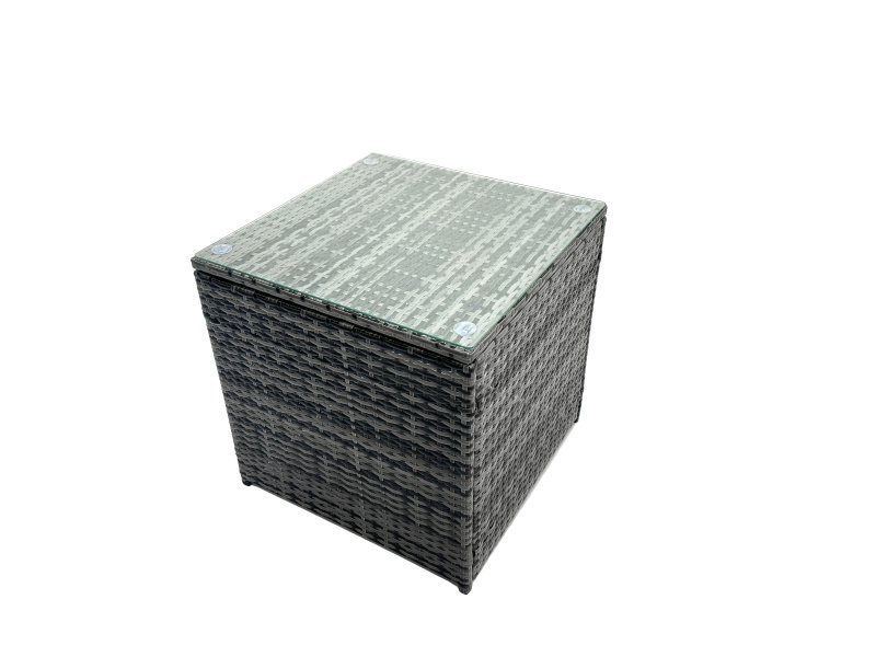 Fimous Outdoor Rattan Garden Furniture Set 6 Seater Patio Lounge Sofa Set with Square Coffee Table 2 Side Table Dark Grey Mixed