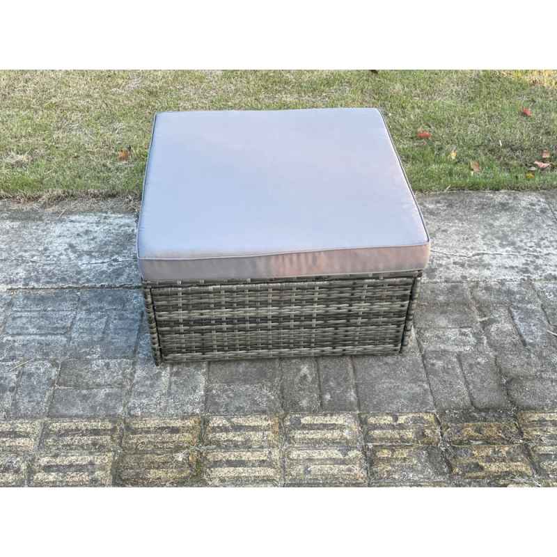 Fimous Dark Grey Mixed Square Rattan Foostool Outdoor Garden Furniture Accessory