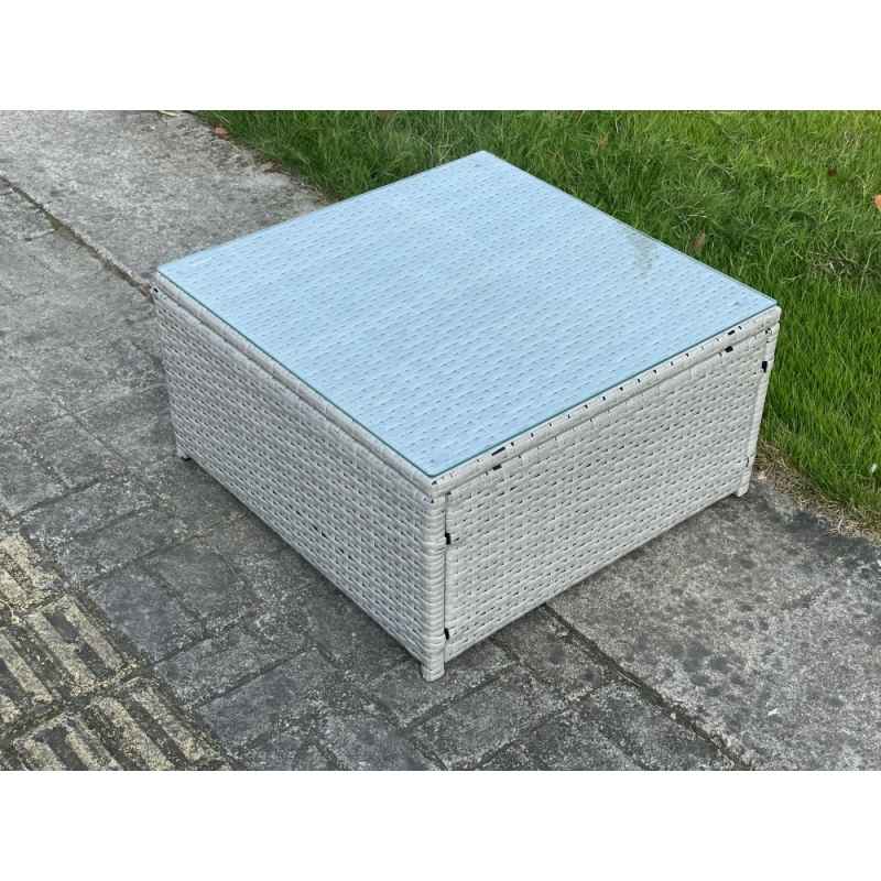 Fimous 6 Seater PE Wicker Light Grey Rattan Garden Corner Sofa Sets Outdoor Patio Furniture Coffee Table