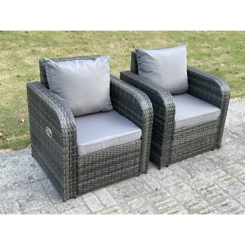 Fimous PE Rattan Garden Furniture Set Adjustable Chair Sofa Double Love Seat 2 Seater Sofa Lounge Set Oblong Coffee Table