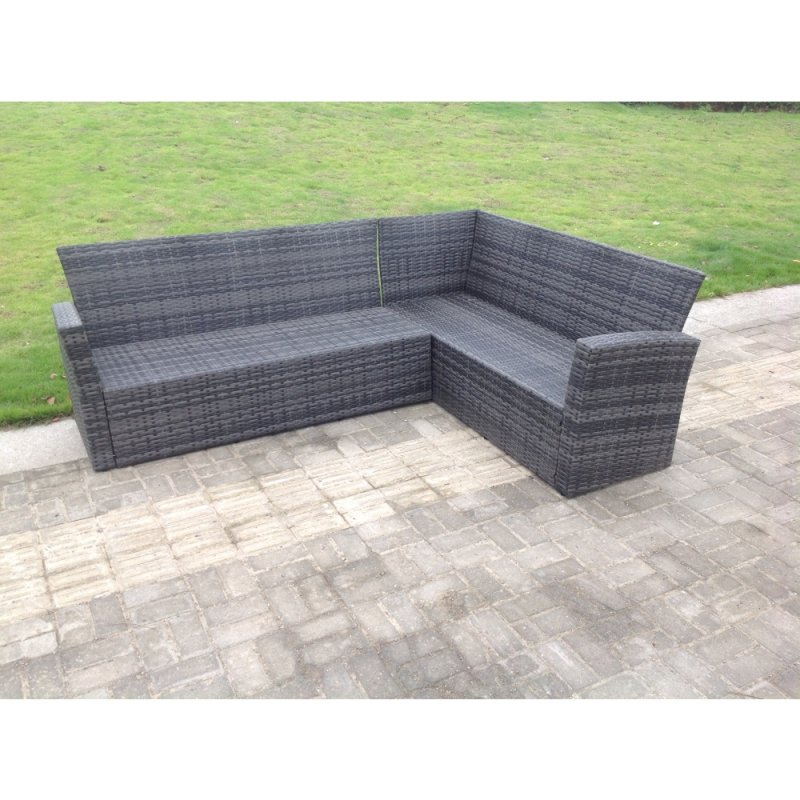 Fimous 9 Seater High Back Rattan Garden Furniture Set Corner Sofa With Oblong Coffee Table Stools With Chair