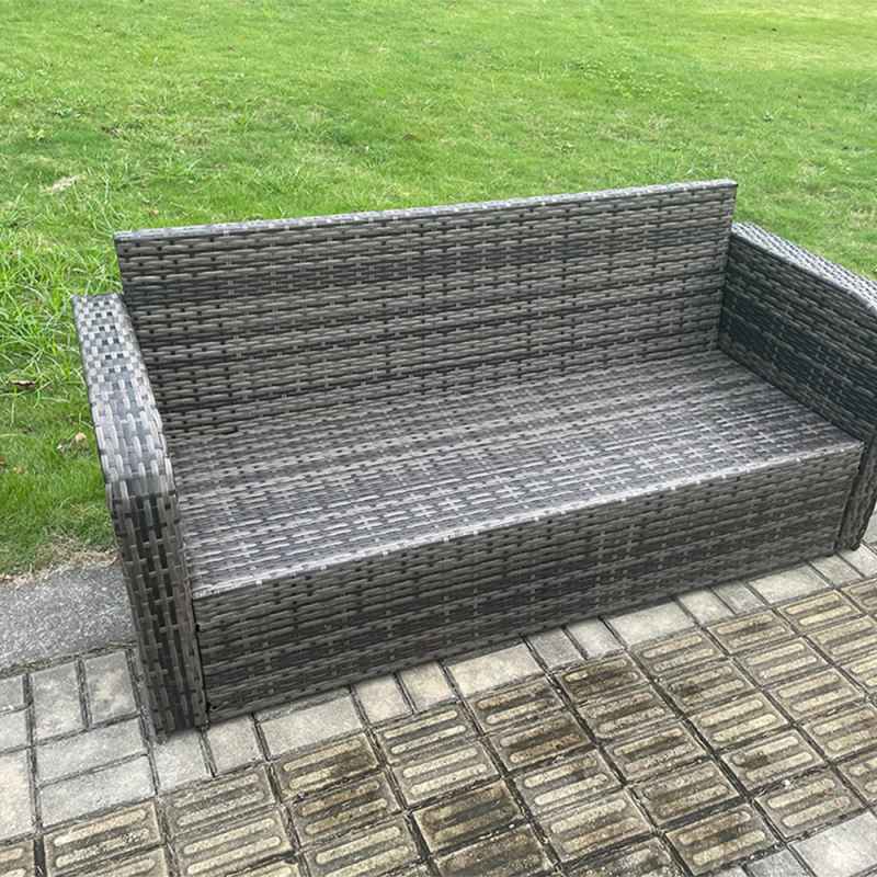 Fimous Dark Grey Mix PE Wicker Rattan Garden Furniture Set Sofa Set Reclining Adjustable Chair 2 Lounge Sofa