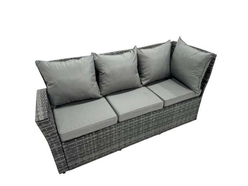 Fimous 11 Seat Poly Rattan Outdoor Patio Coffee Table Corner Sofa Set with 3 Stool 2 Chairs for Garden Backyard Dark Grey Mixed