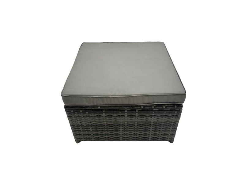 Fimous 10 Seater Wicker PE Rattan Furniture Outdoor Dining Table Double Seat Sofa 4 Stools Set Dark Grey Mixed