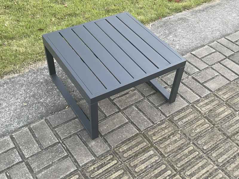 Fimous Aluminium Outdoor Garden Furniture Set Lounge Sofa 2 PC Chairs Square Coffee Table Sets with Side Table Dark Grey
