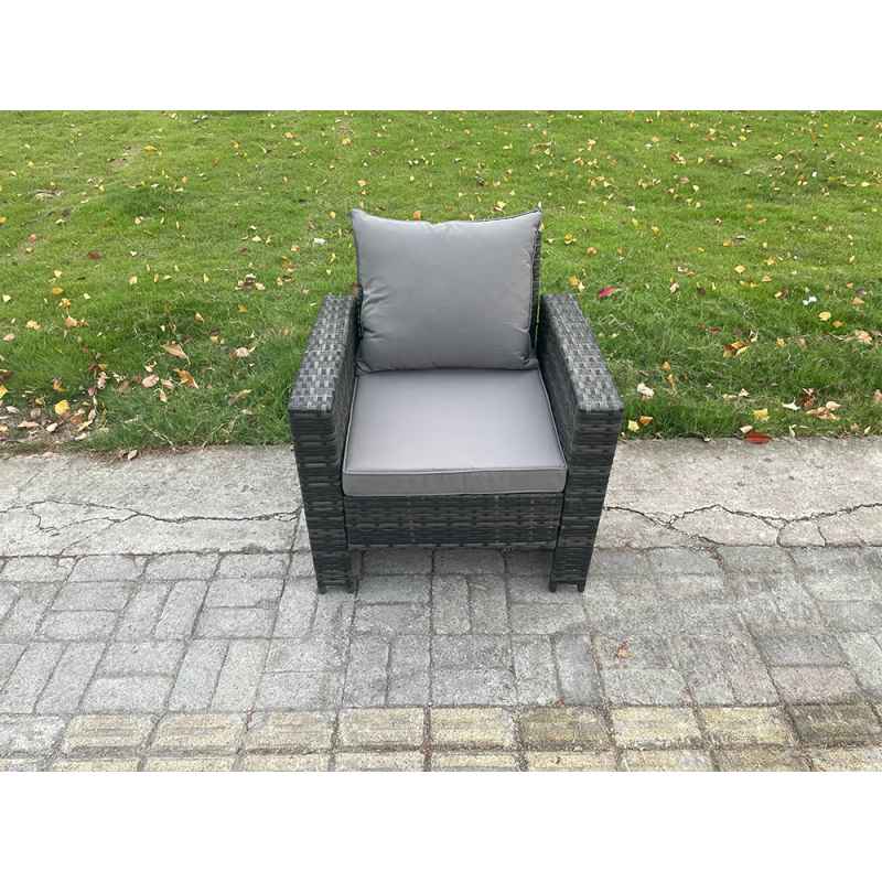 Fimous High Back Rattan Outdoor Garden Furniture Single Sofa Arm Chair Patio Furniture With Thick Seat And Back Cushion