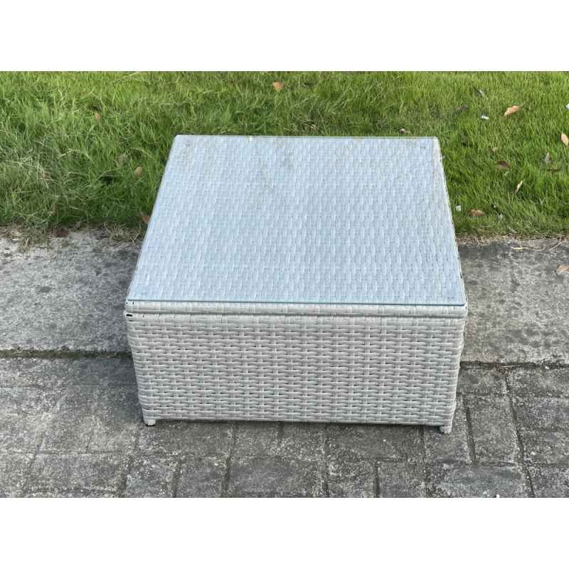 Fimous Square Rattan Coffee Tea Side Table Indoor Outdoor Use Garden Furniture Accessory Patio Light Grey