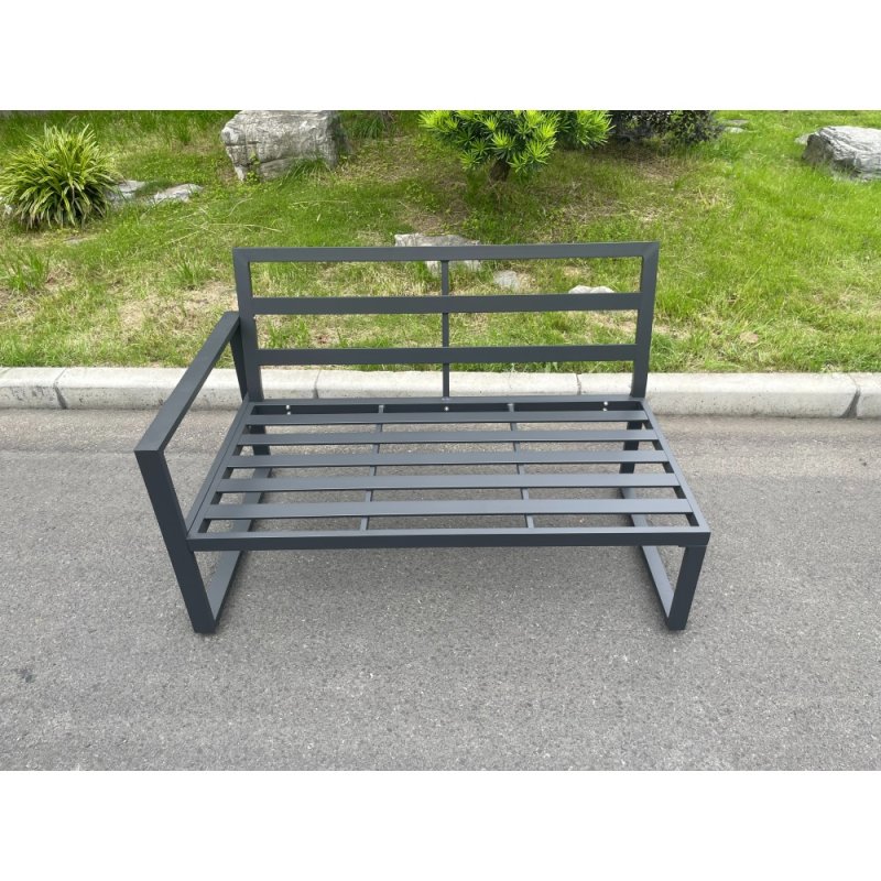 Fimous Aluminum Outdoor Garden Furniture Single Arm 2 Seater Sofa With Seat And Back Cushion Right Side Dark Grey