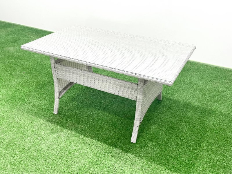 Fimous Rattan Garden Outdoor Furniture Set 10 Seater Garden Sofa Rectangulr Dining Table Set with Big Footstool Side Table Light Grey Mixed