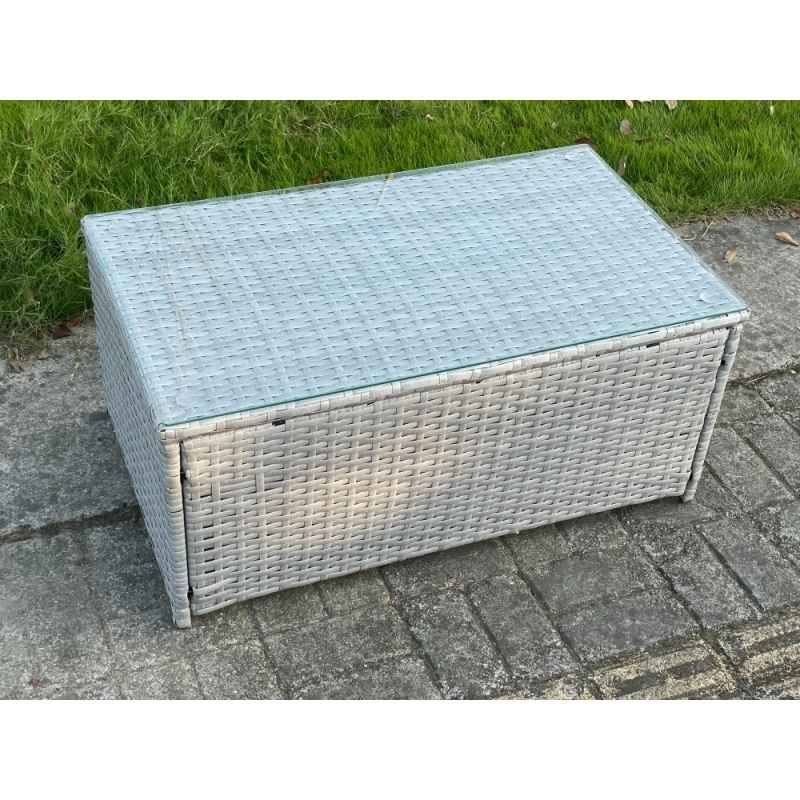 Light Grey Mixed Rattan Rectangular Oblong Coffee Tea Table Outdoor Garden Furniture Accessory