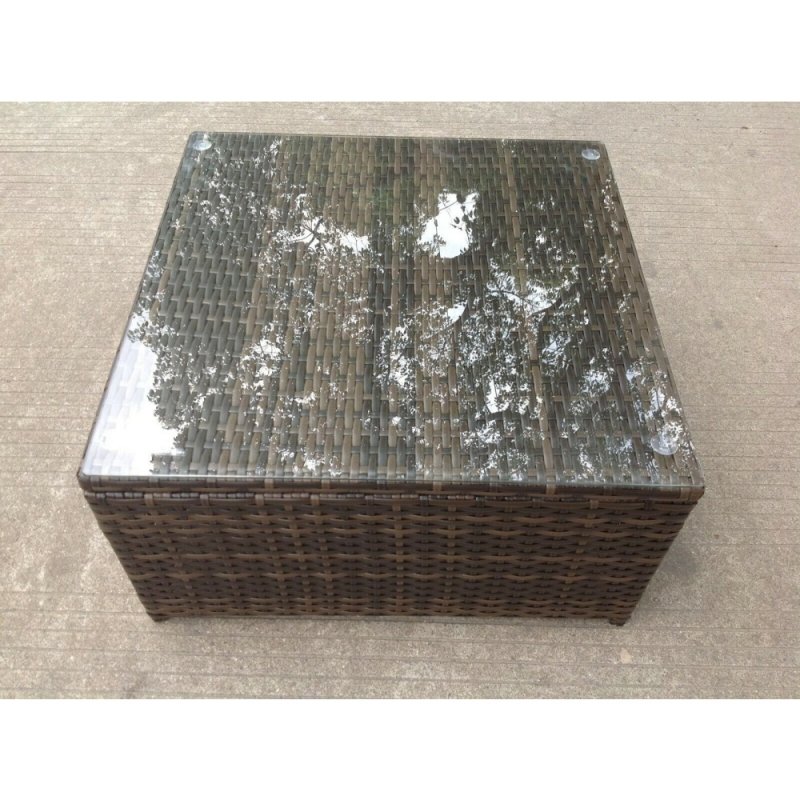 Fimous Square Rattan Coffee Tea Side Table Indoor Outdoor Use Garden Furniture Accessory Patio Dark Brown Mixed