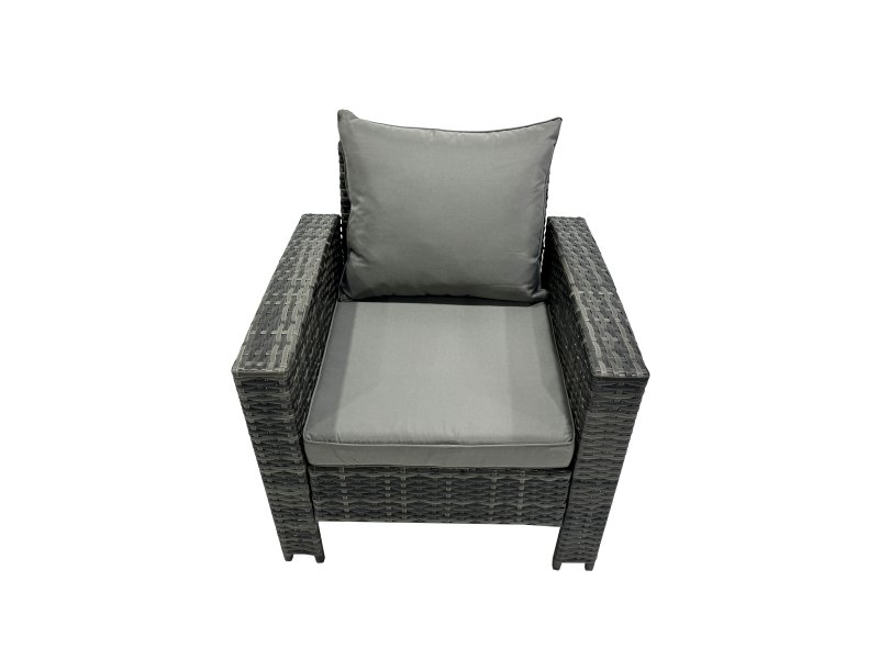 Fimous PE Rattan Garden Furniture Set Lounge Sofa Coffee Table Set with Side Table 4 Footstools Dark Grey Mixed