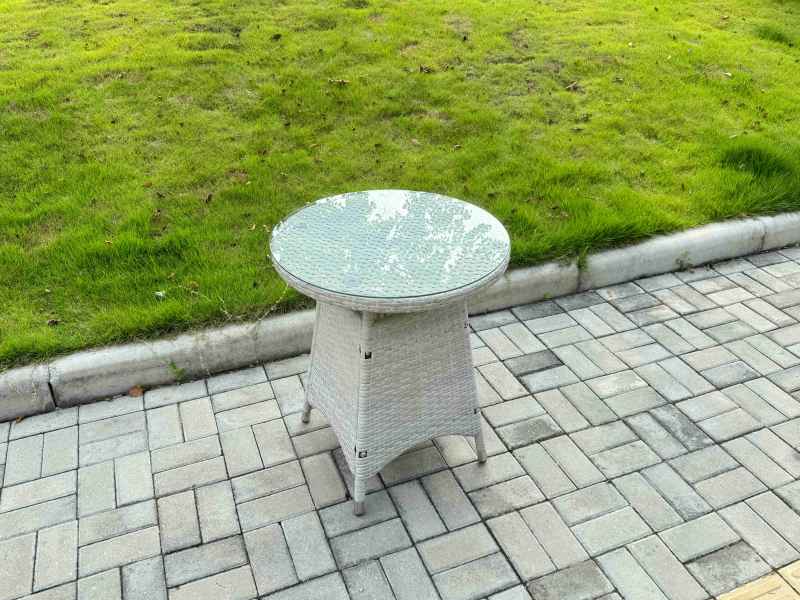 Fimous Rattan Garden Furniture Set Outdoor Bistro Set with 1 Coffee Table & 2 Seater Chairs Light Grey Mixed