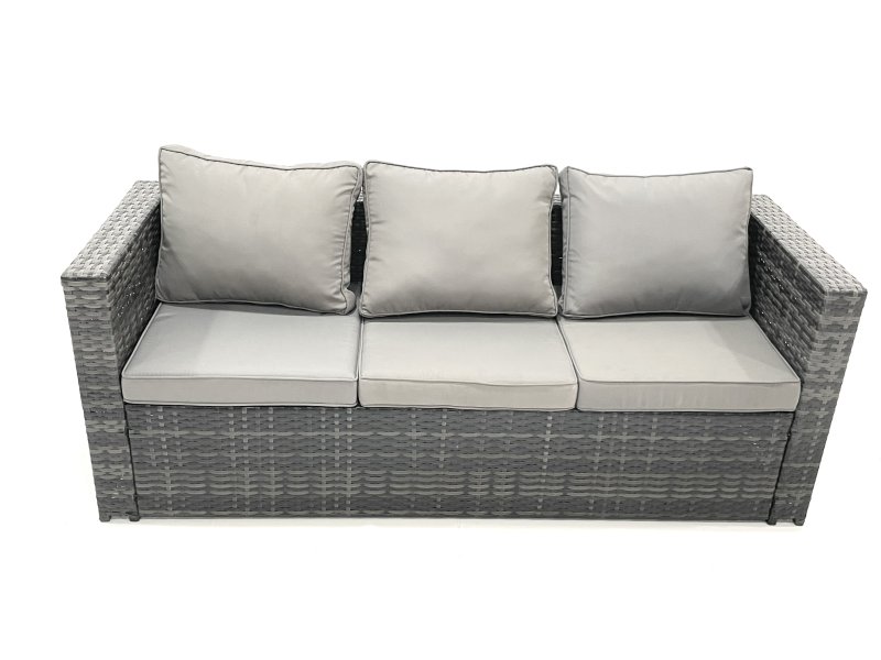 Fimous Outdoor Garden Furniture Set 6 Pieces Rattan Sofa Set with Coffee Table 2 Big Footstools Dark Grey Mixed