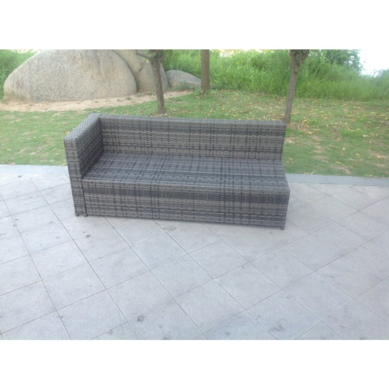 Fimous 3 Seater Single Arm Rest Rattan Lounge Sofa Patio Outdoor Garden Furniture With Seat And Back Cushion Right Side