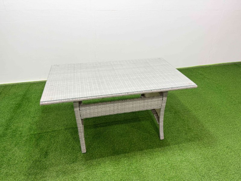 Fimous Rattan Garden Furniture Set with Rectangular Dining Table And Dining Chairs 4 Seater Light Grey Mixed