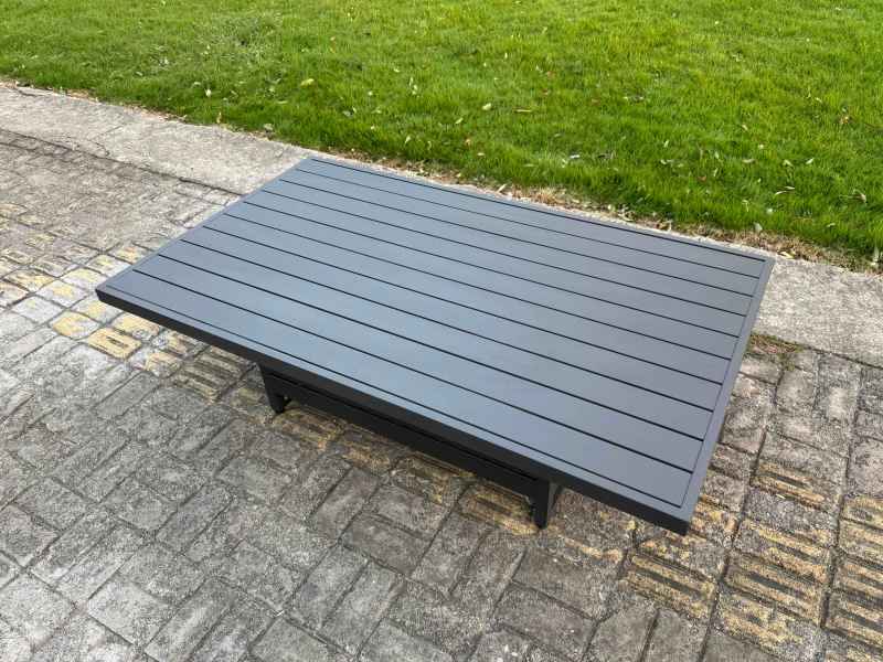 Fimous Aluminium Garden Furniture Sets 9 Seater Outdoor Sofa Set with Adjustable Rising Lifting Dining Table 2 Chairs 4 Footstools 2 Side Tables