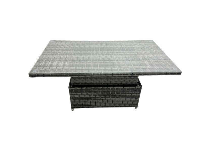 Fimous Rattan Dining Table Sofa Set with 3 Footstool Armchair Outdoor 10 Seat Garden Furniture Set Dark Grey Mixed