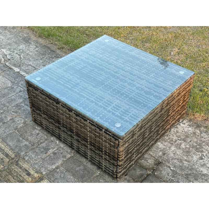 Fimous Indoor Outdoor Rattan Garden Furniture 8 Seater Set Table Sofa Chair Patio Conservatory with Grey Cushions Side Table 2 Big Footstool