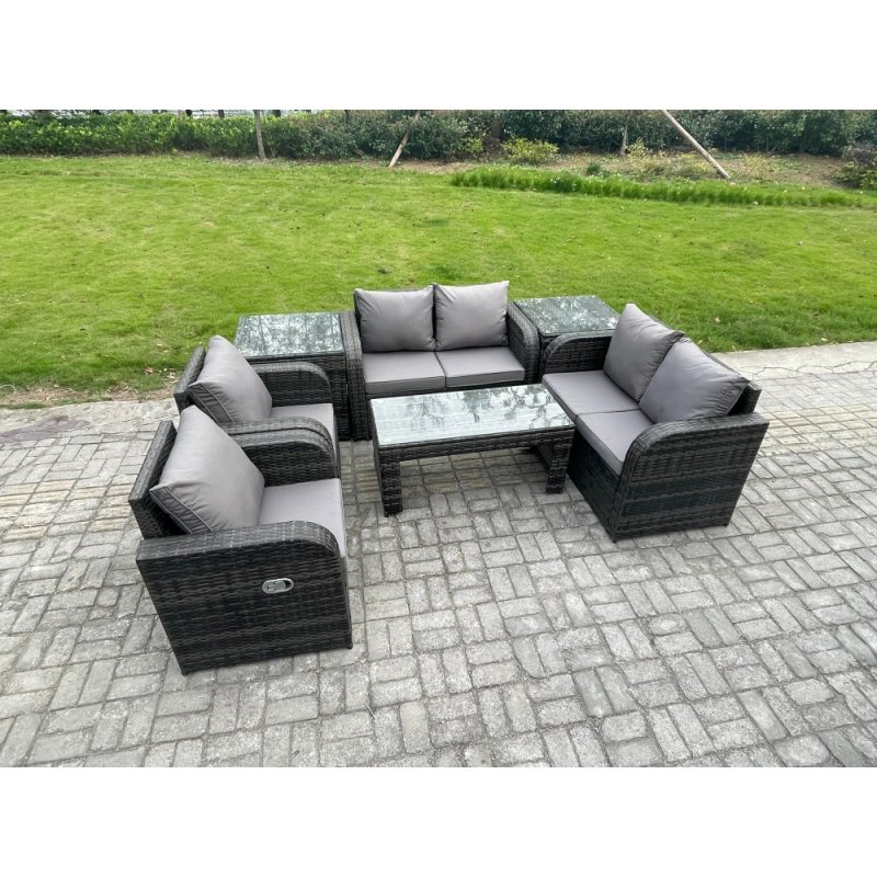 Fimous 7 Piece Rattan Garden Furniture Set Outdoor Patio Sofa, Table and Chairs Garden Table Ideal for Pool Side, Balcony, Outdoor and indoor Conservatory Patio Set