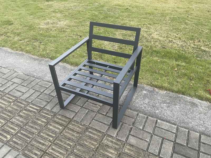 Fimous Aluminium Outdoor Garden Chair Patio Armchair Single Sofa for Balcony, Terrace,Swimming Pool Dark Grey