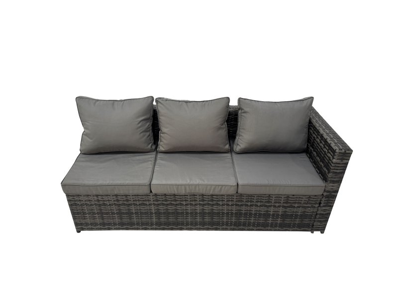 Fimous Outdoor PE Rattan Sofa Set with Dining Table Patio Garden Furniture Sets with Chair Side Table Dark Grey Mixed