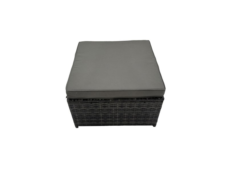 Fimous Wicker PE Rattan Garden Outdoor Furniture Set Love Sofa Square Coffee Table Set with 2 Big Stools 2 Side Tables Dark Grey Mixed