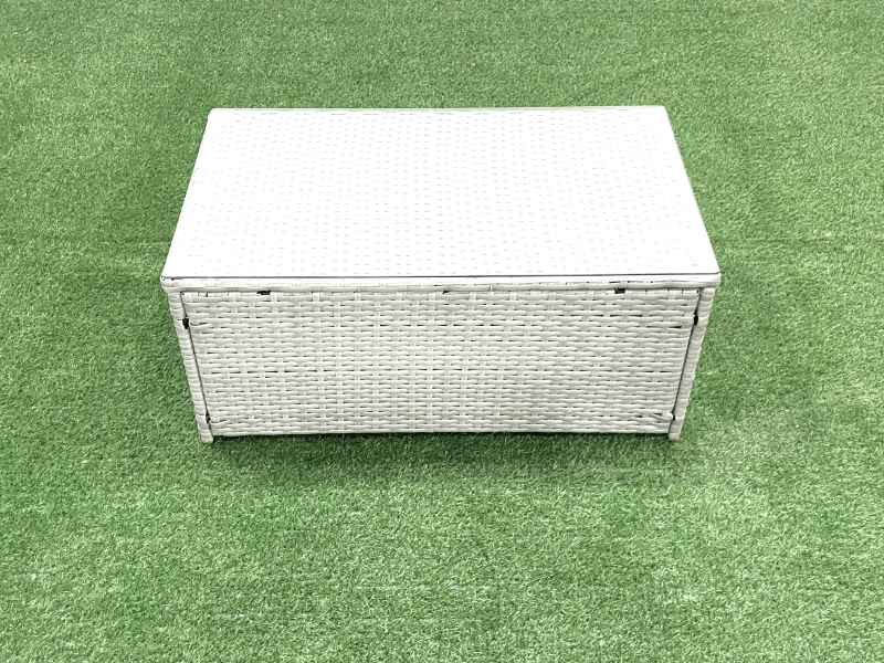 Fimous Rattan Garden Outdoor Furniture Set 11 Seater Garden Sofa Coffee Table Set with 2 Big Footstools Light Grey Mixed