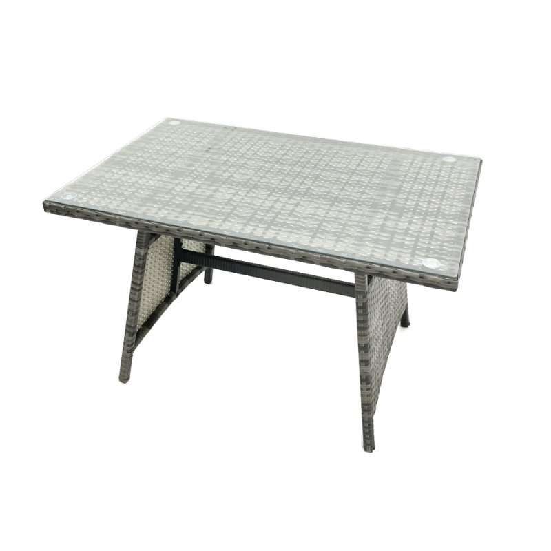 Fimous Outdoor Garden Furniture Set Rattan Sofa Dining Table Set with Reclining Chair Dark Grey Mixed