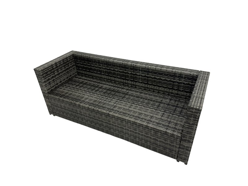 Fimous Outdoor PE Rattan Sofa Set with Dining Table Patio Garden Furniture Sets with 2 Small Stools Side Table Dark Grey Mixed