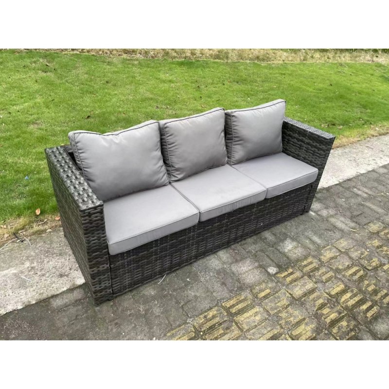 Fimous Wicker Rattan Outdoor Furniture Lounge Sofa Garden Dining Set with Dining Table 2 Side Tables 2 Stools 2 Armchairs 10 Seater Dark Grey Mixed