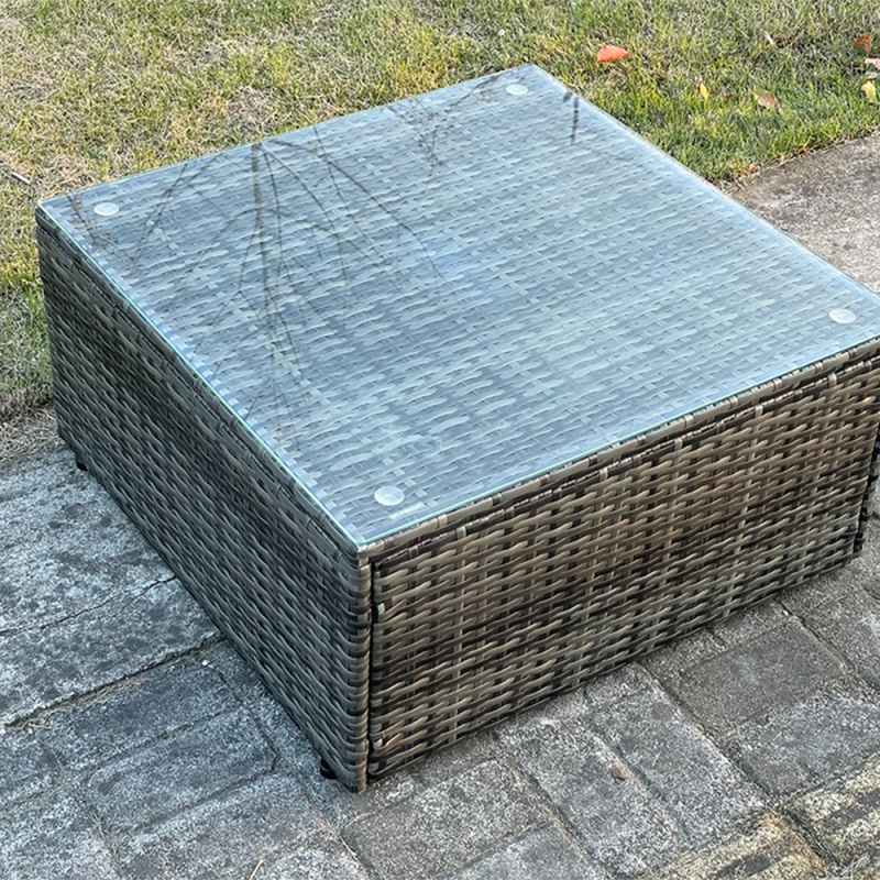 Fimous Dark Grey Mix PE Wicker Rattan Garden Furniture Set Sofa Set Reclining Adjustable Chair 7 Seater With Big Footstool